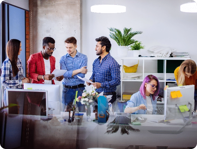 SEO agency team collaborating on a project